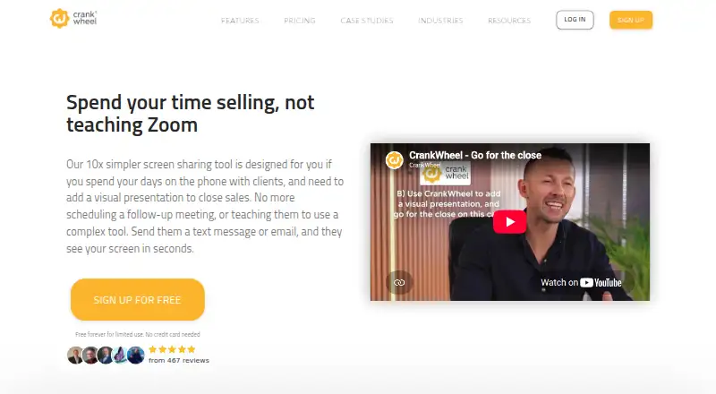 The CrankWheel homepage