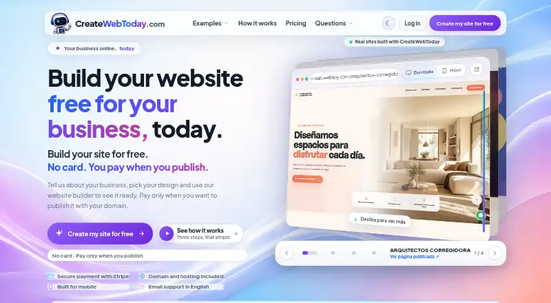The CreateWebToday homepage