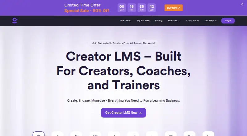 The Creator LMS homepage