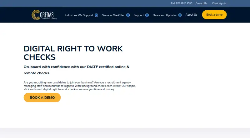 The Credas Right to Work homepage