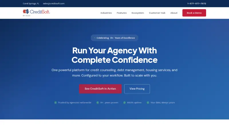 The CreditSoft homepage
