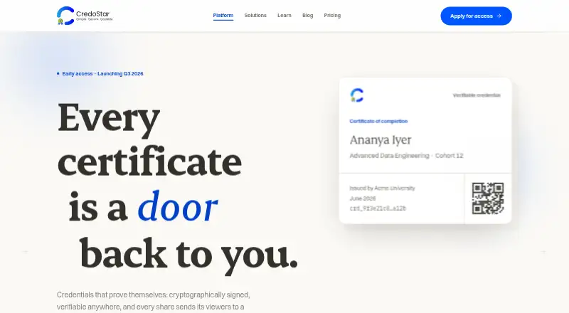 The Credostar homepage
