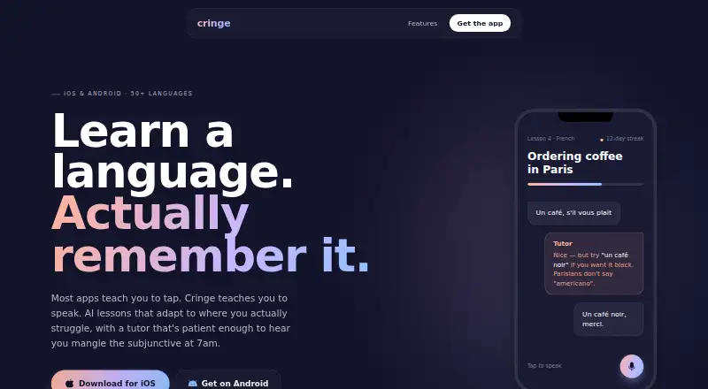 The Cringe homepage