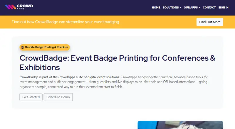 The CrowdBadge homepage