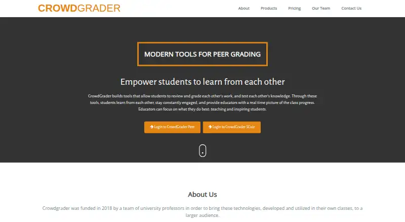 The CrowdGrader homepage