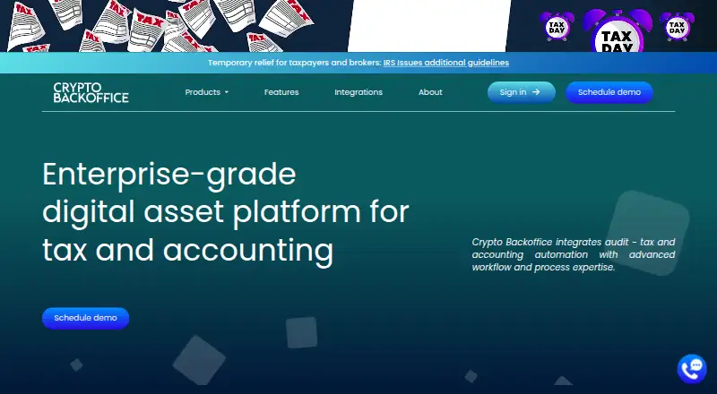 The Crypto Backoffice homepage