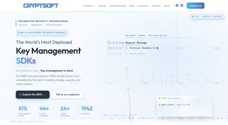 The Cryptsoft KMIP Server homepage