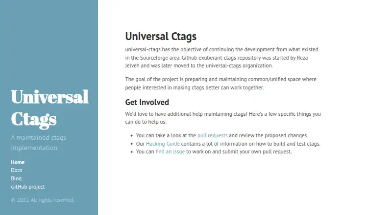 The Universal Ctags homepage