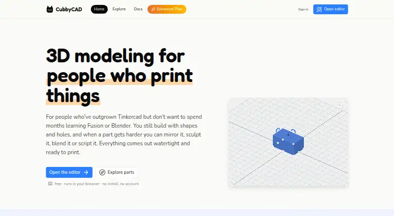The CubbyCAD homepage