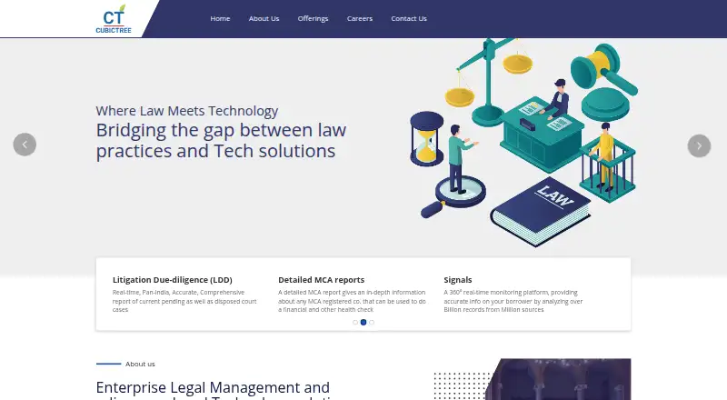 The Cubictree Litigation Data Analytics homepage