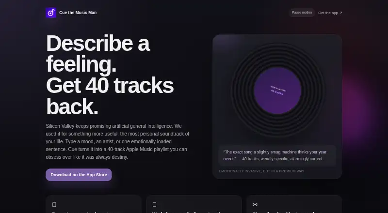 The Cue the Music Man homepage
