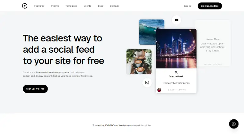 The Curator.io homepage
