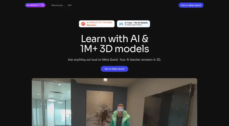 The CuriosityXR homepage