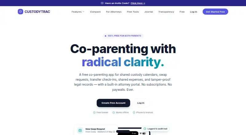 The CustodyTrac homepage