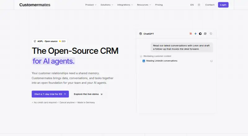 The Customermates homepage