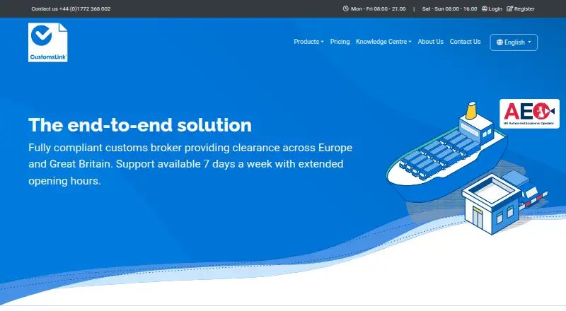 The CustomsLink homepage