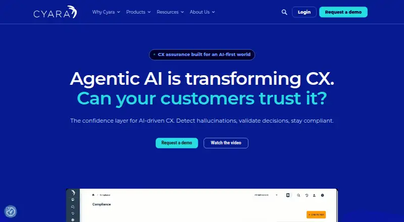 The Cyara homepage