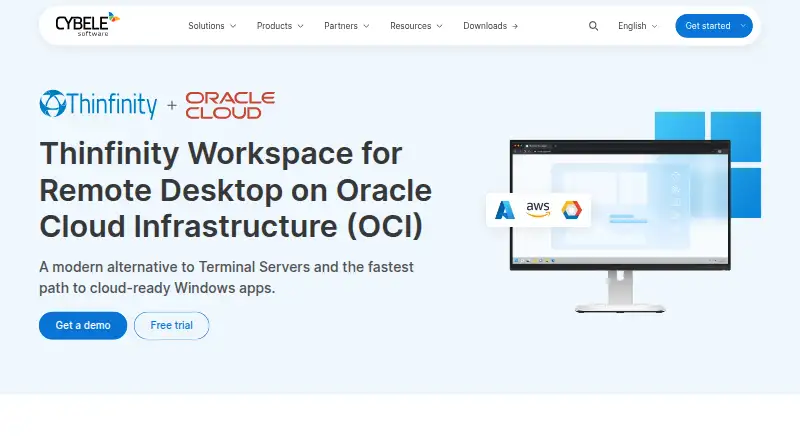 The Thinfinity Remote Desktop homepage
