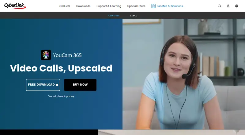 The CyberLink YouCam homepage