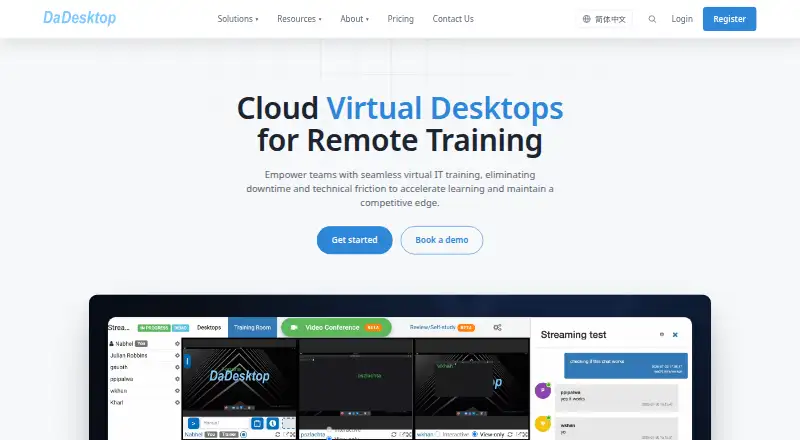 The DaDesktop homepage