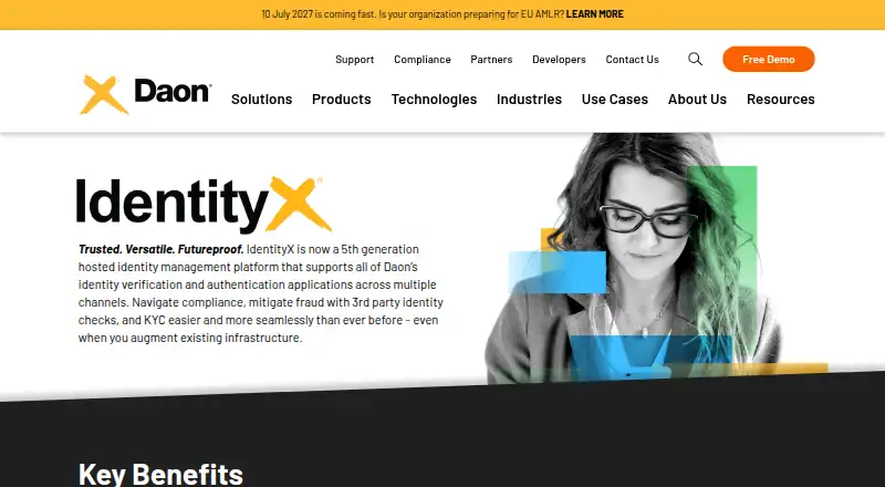 The Daon IdentityX homepage
