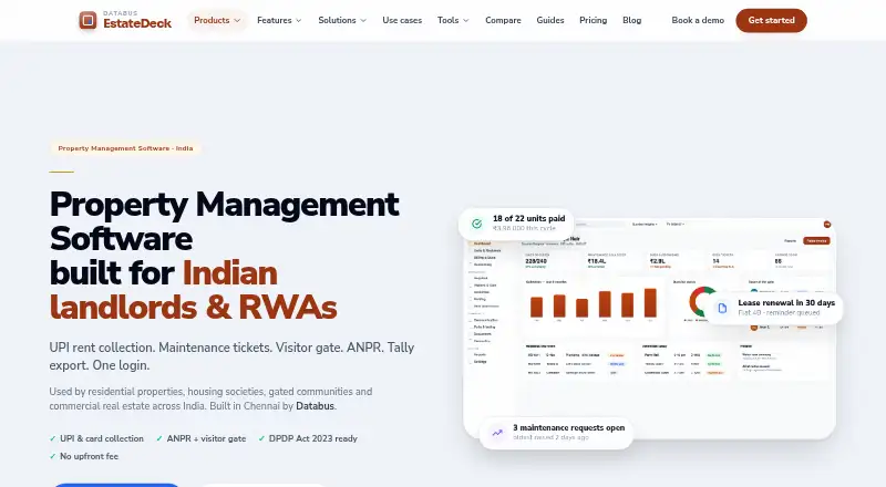The EstateDeck homepage
