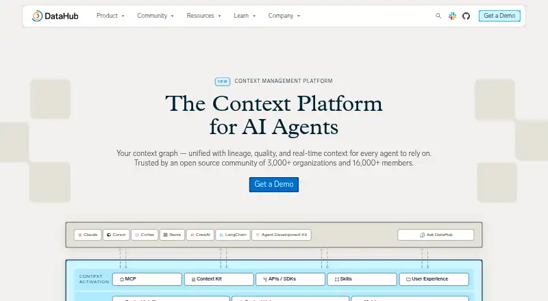 The DataHub homepage