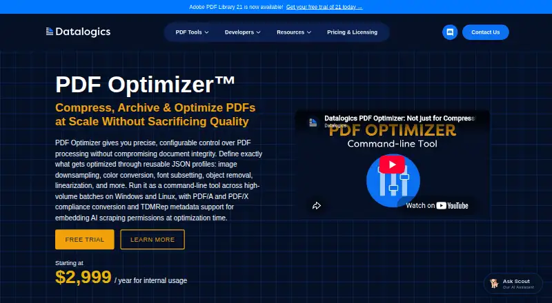 The Datalogics PDF Optimizer homepage