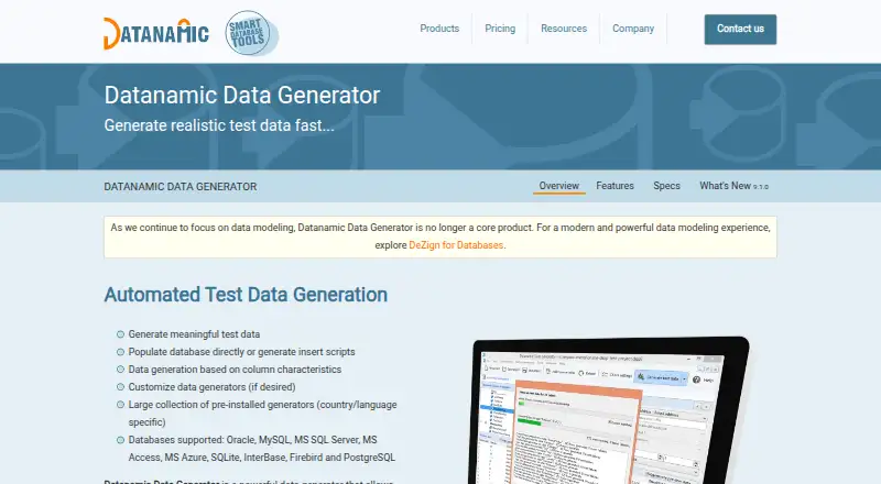 The Datanamic Data Generator homepage