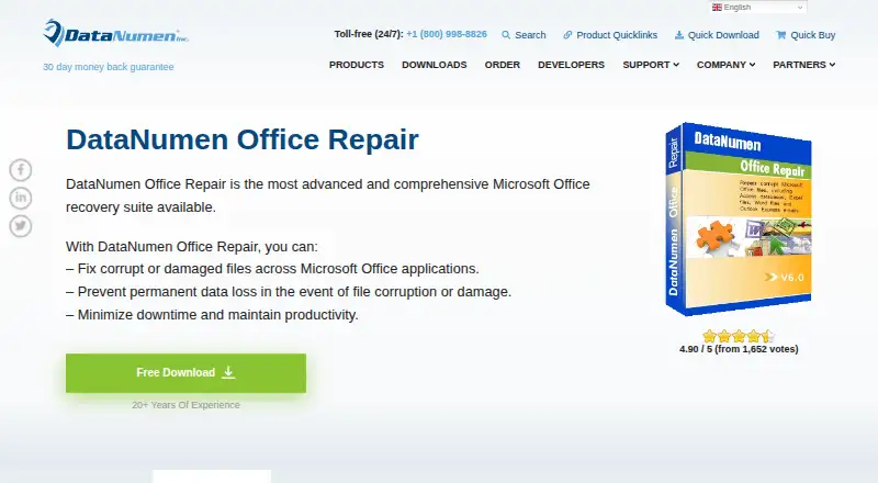 The DataNumen Office Repair homepage