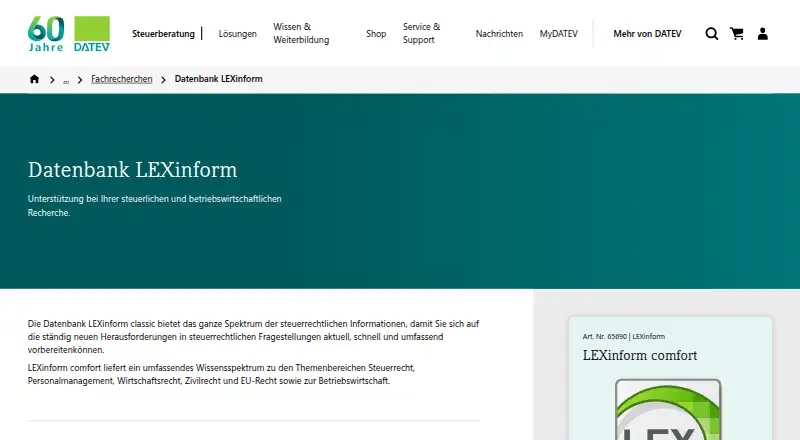 The LEXinform homepage