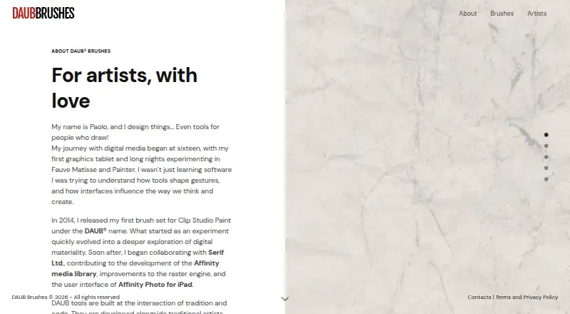 The DAUB Brushes homepage