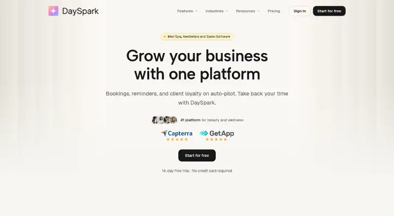 The DaySpark homepage