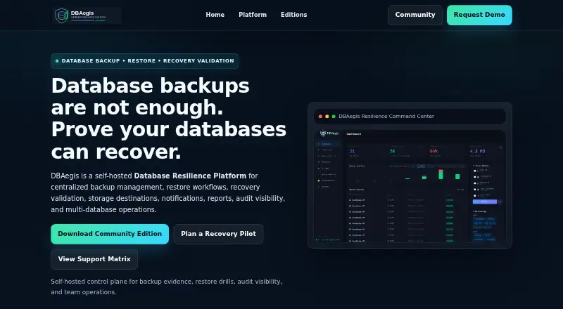 The DBAegis homepage