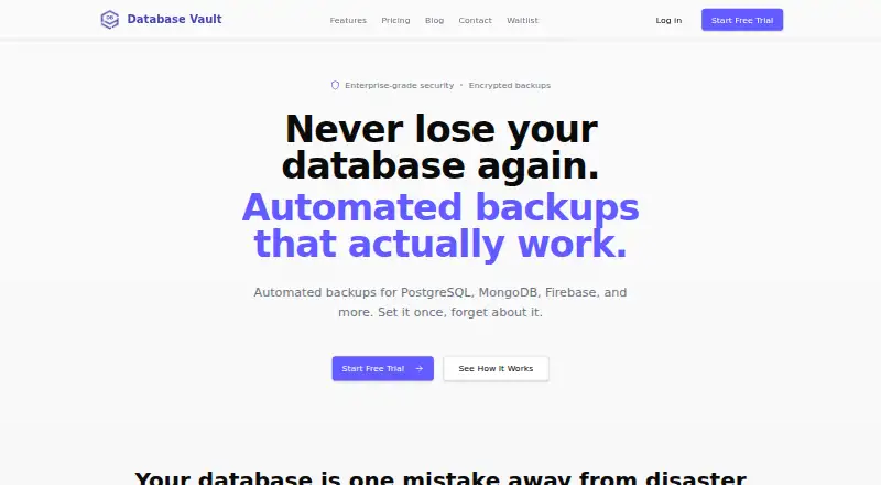 The Database Vault homepage