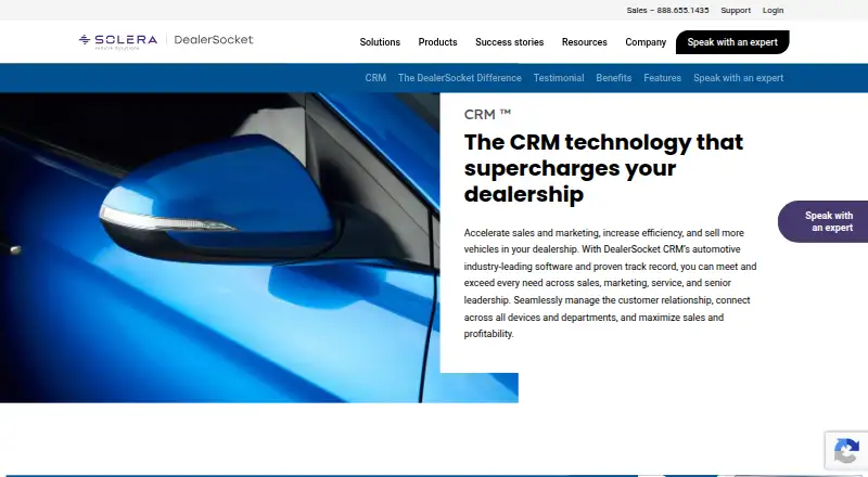 The DealerSocket CRM homepage