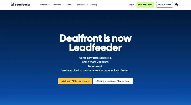 The Dealfront homepage