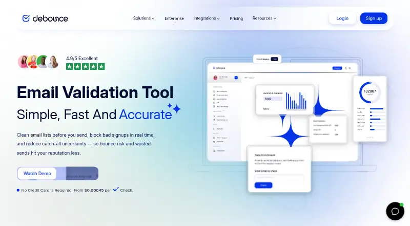 The DeBounce homepage