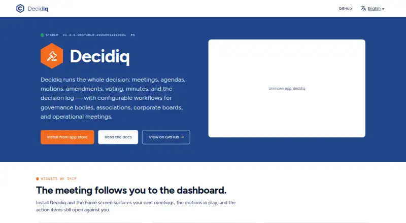 The Decidiq homepage