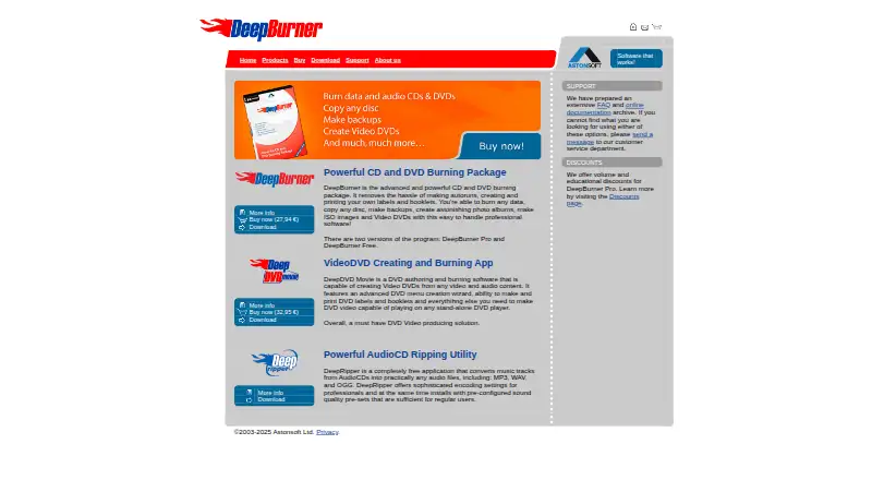 The DeepBurner homepage