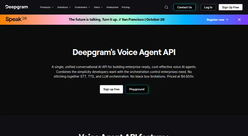 The Deepgram Voice Agent API homepage