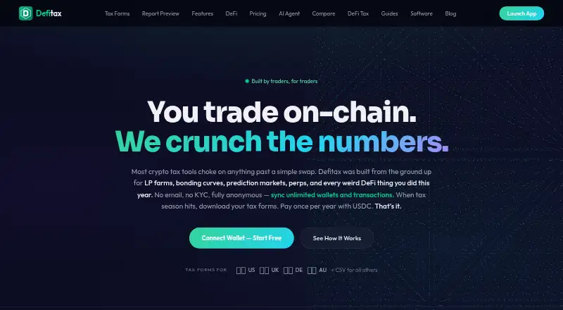 The Defitax homepage