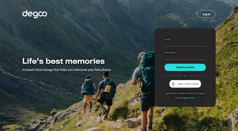 The Degoo homepage