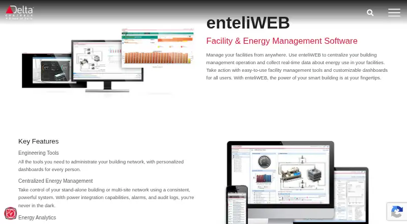 The Delta Controls enteliWEB homepage