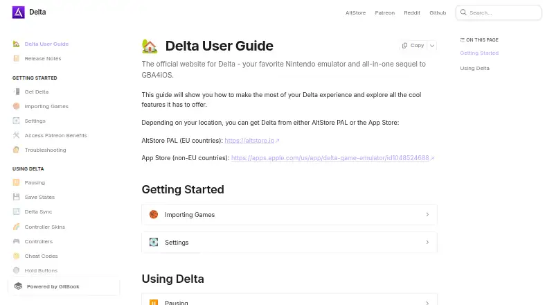 The Delta homepage