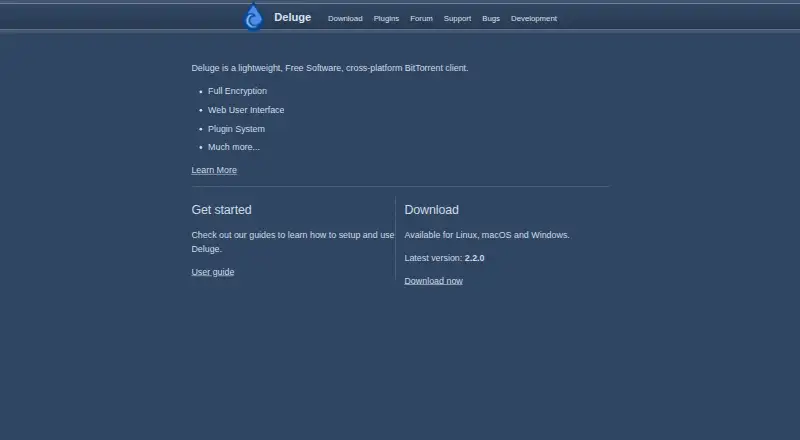 The Deluge homepage