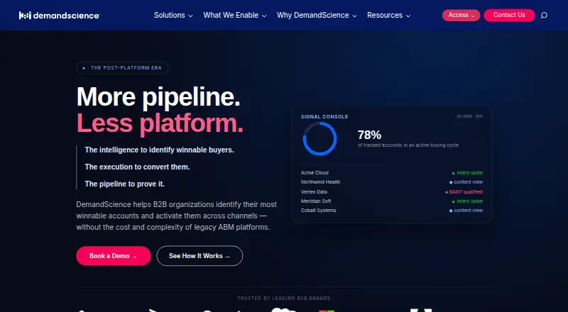 The DemandScience homepage