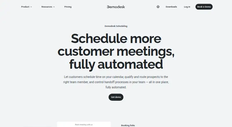The Demodesk Scheduling homepage