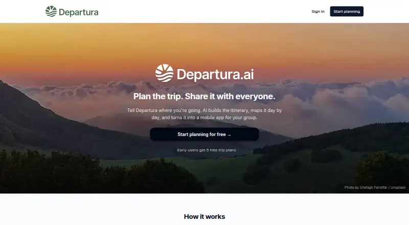 The Departura homepage