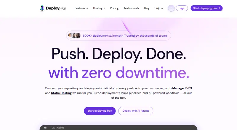 The DeployHQ homepage